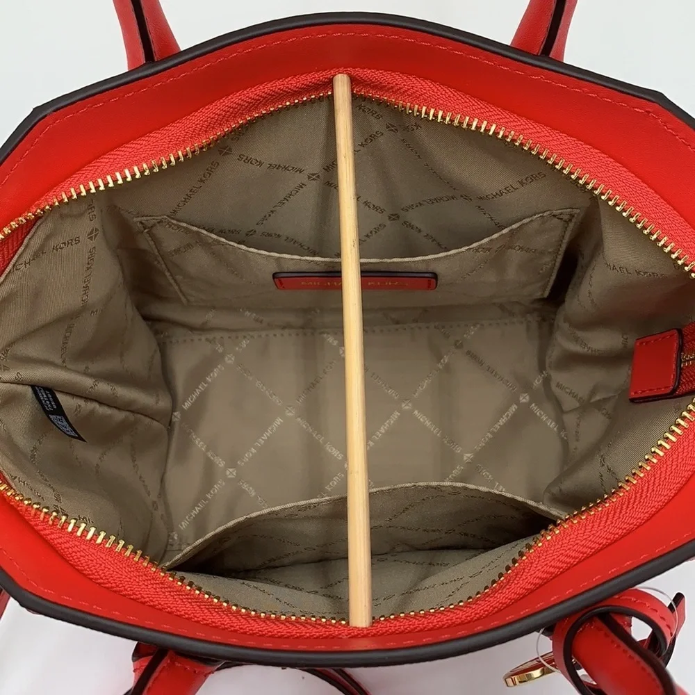 MICHAEL KORS AVRIL SMALL TOP ZIP SATCHEL CORAL RIFF COLOR